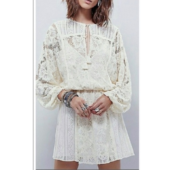 Free People Dresses & Skirts - Free People Lace Tie Neck Dress